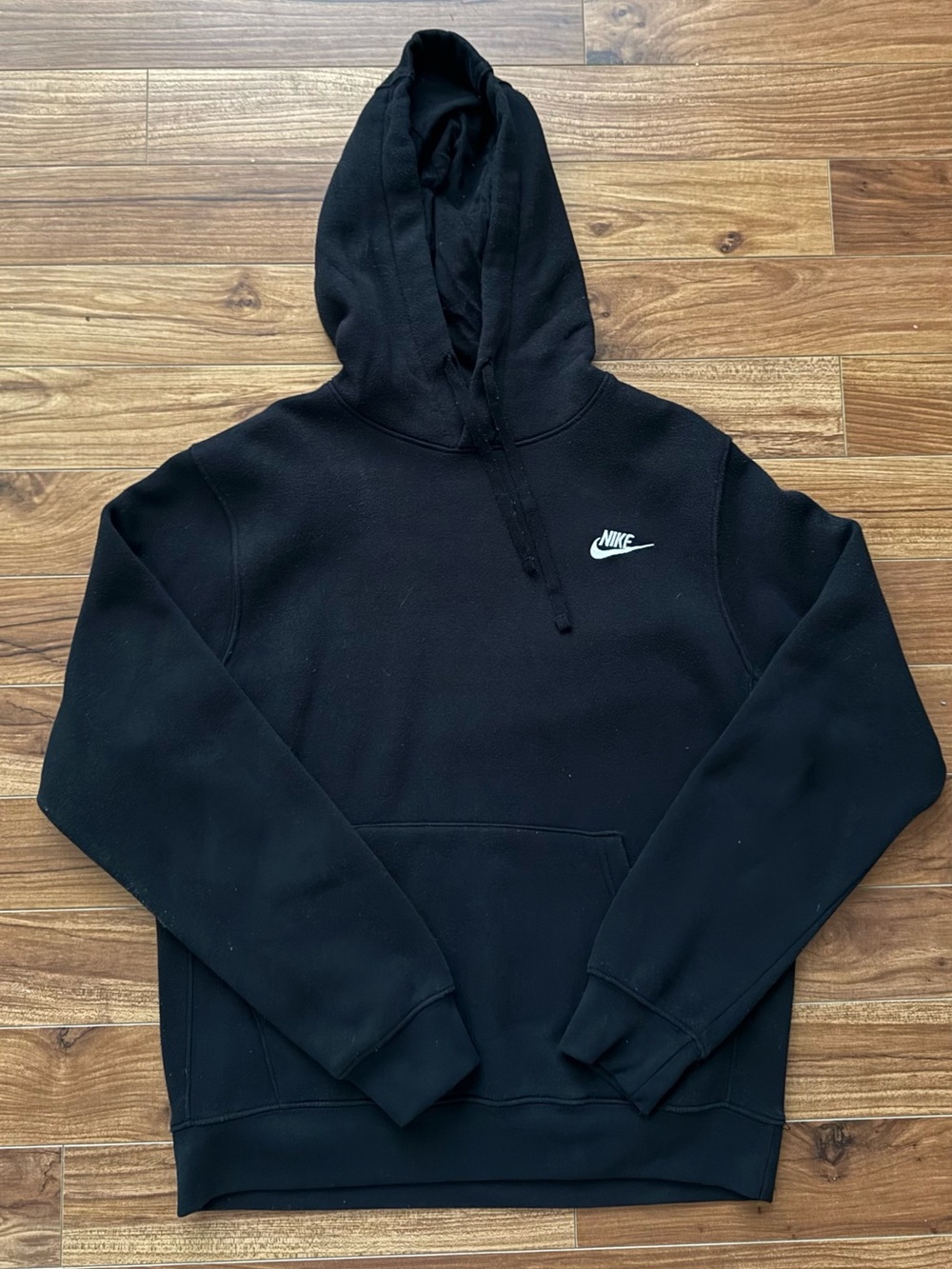 Nike Classic Black Fleece Pullover Hoodie Embroidered Logo Size M
